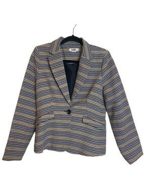 Molly Bracken Washable Blazer Multicolored Stripes Single Breasted Jacket Size M